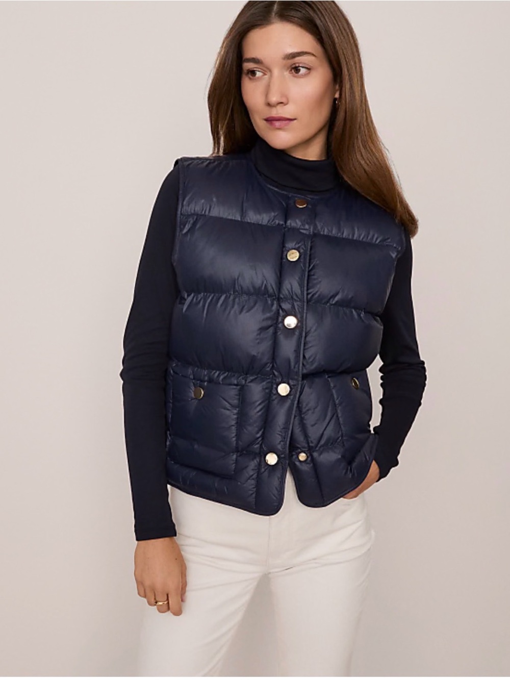 Ann Taylor Weekend NWT! Women'S Quilted Puffer Vest In Navy Blue Size L